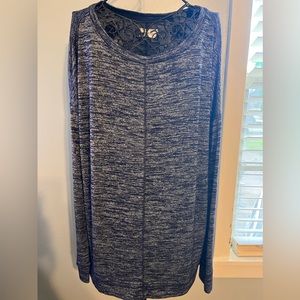 Lou and Grey Womens  Rayon Blend Top Shirt Blue Gray Long Sleeve  size M